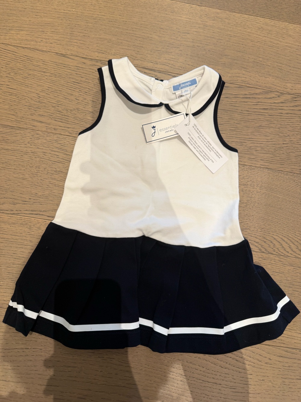 Jacadi White and Navy Sleeveless Tennis Dress- 18 months NWT